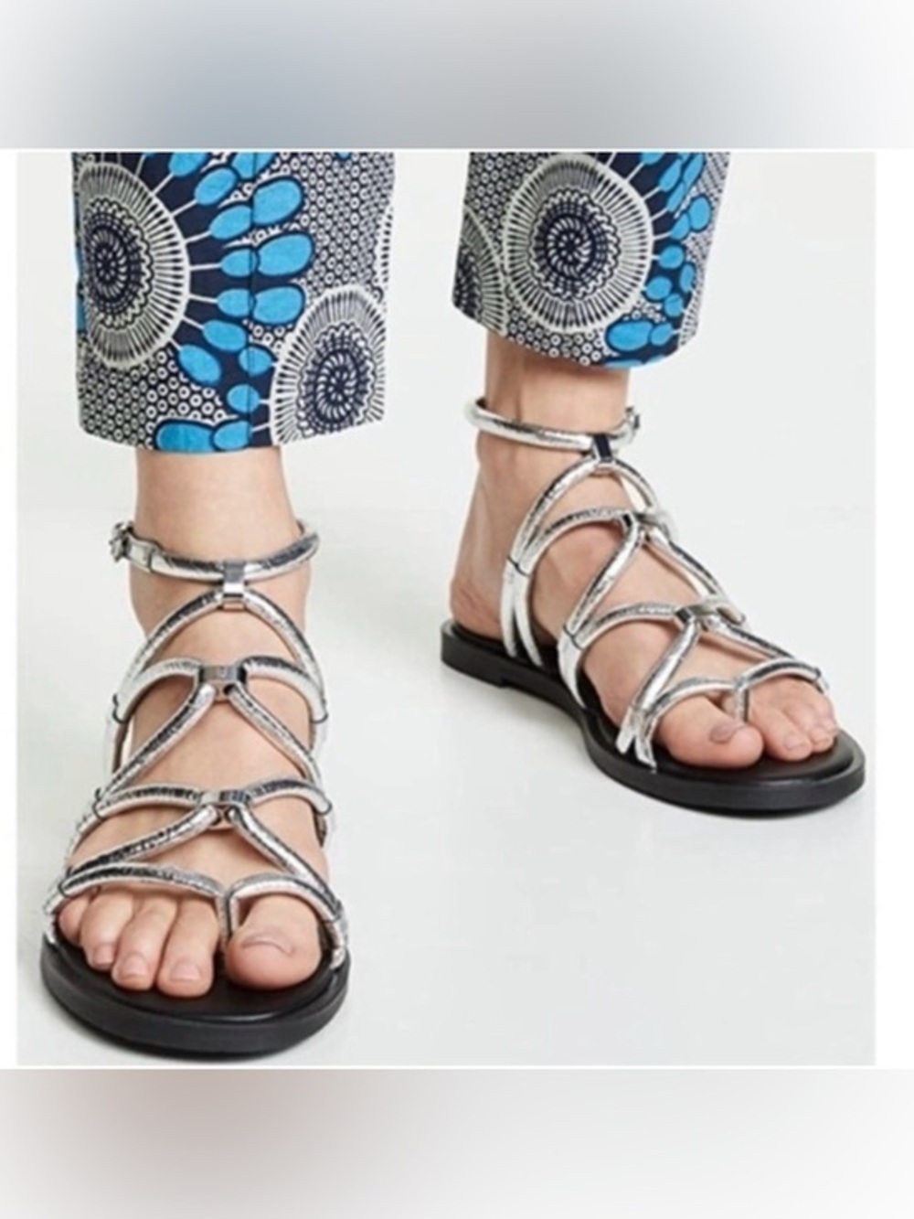 Rebecca Minkoff Sarle Silver Ankle Strap Sandals size 6.5